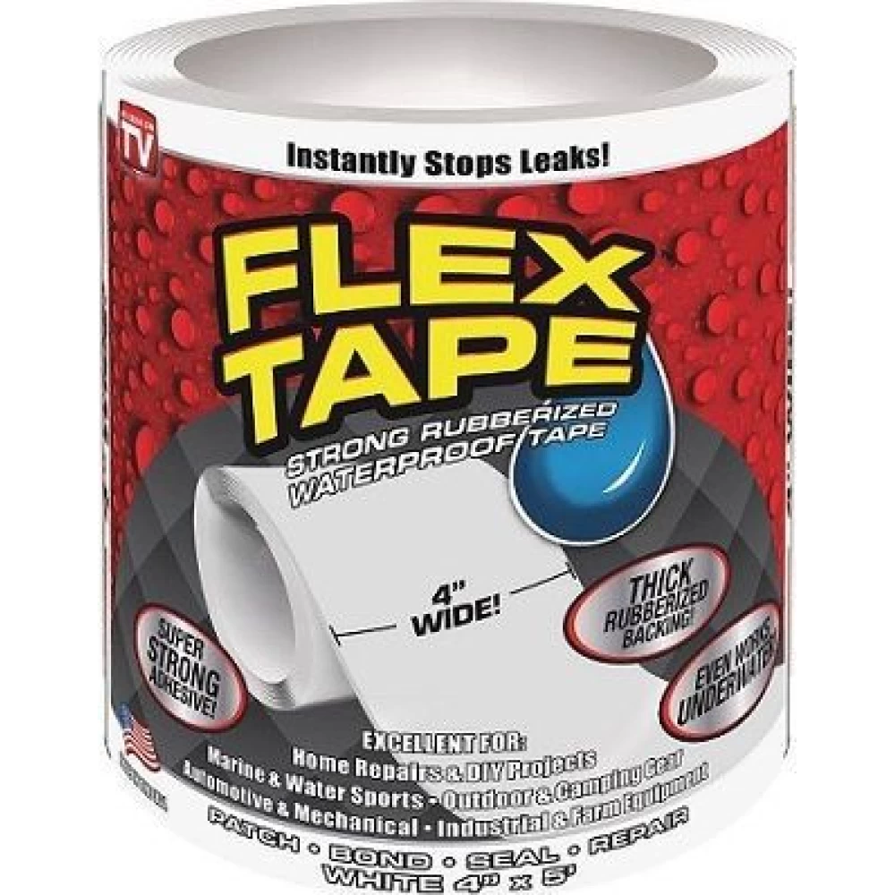 Aυτοκόλλητη αδιάβροχη μονωτική λευκή ταινία καουτσουκ Flex tape 4'' 
