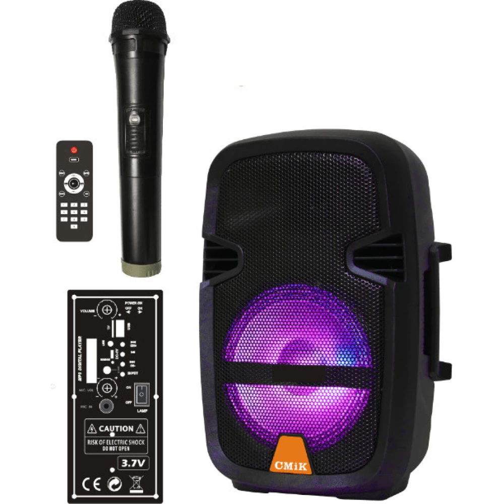 Σύστημα Karaoke 100watt με Ασύρματo Μικρόφωνo USB/Bluetooth Cmik Μαύρο Χρώμα MK- B26  