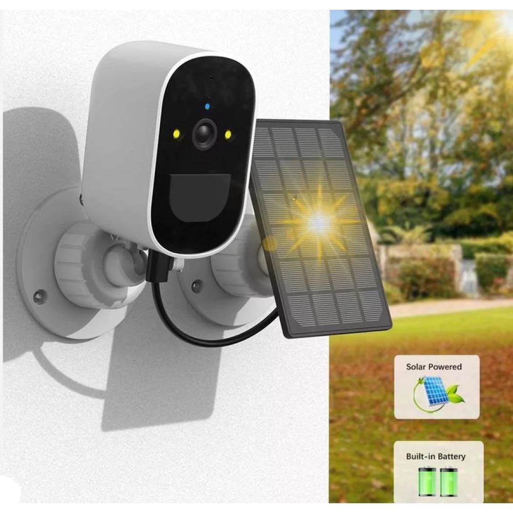Ασύρματη Ηλιακή IP Κάμερα Ασφαλείας WiFi 1080p Λευκό Jortan JT-8185XM-2 