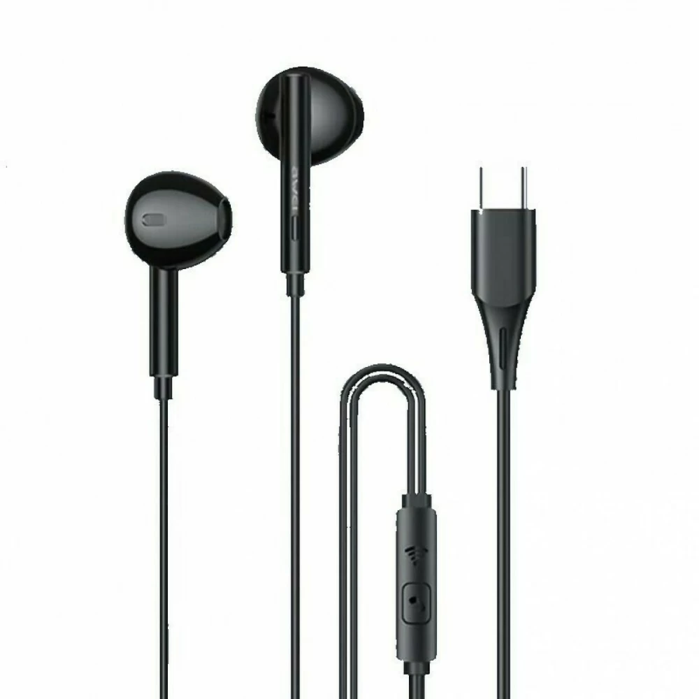 Ακουστικά Handsfree με Βύσμα Type C Μαύρο Awei PC-1T