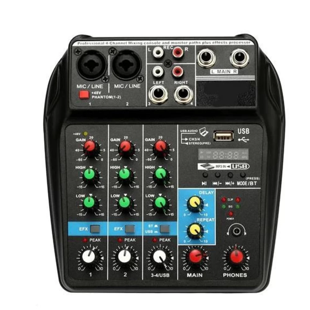 Μίκτης-κονσόλα 4 καναλίων πολλαπλών λειτουργιών Usb/Bluetooth Audio Mixer  Andowl Q-SK740