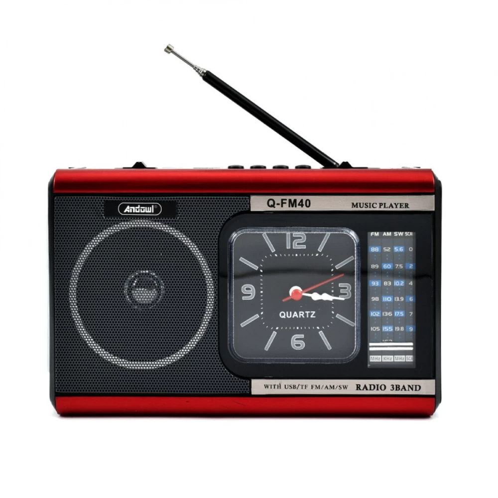Φορητό Ραδιόφωνο Μπαταρίας με USB Κόκκινο  Andowl Q-FM40