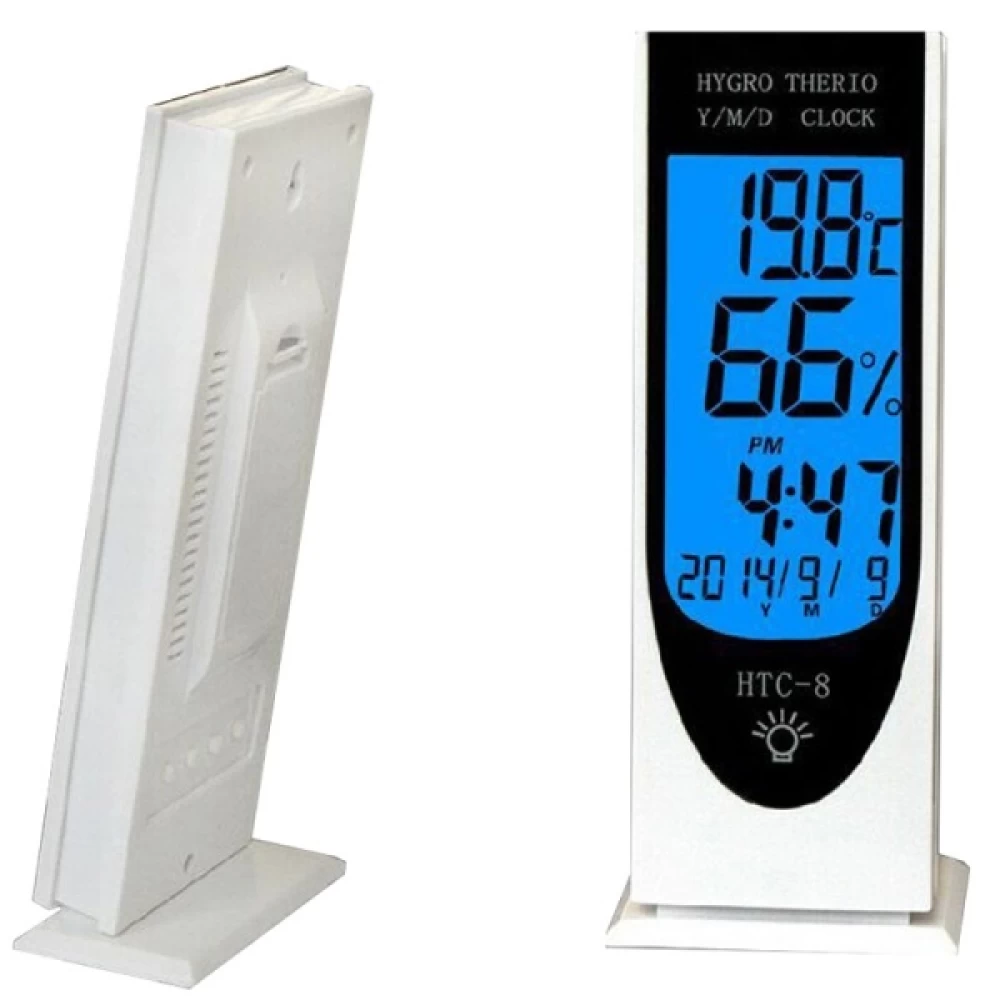 Ρολόι μετρητής θερμοκρασίας και υγρασίας λευκό HTC-8
