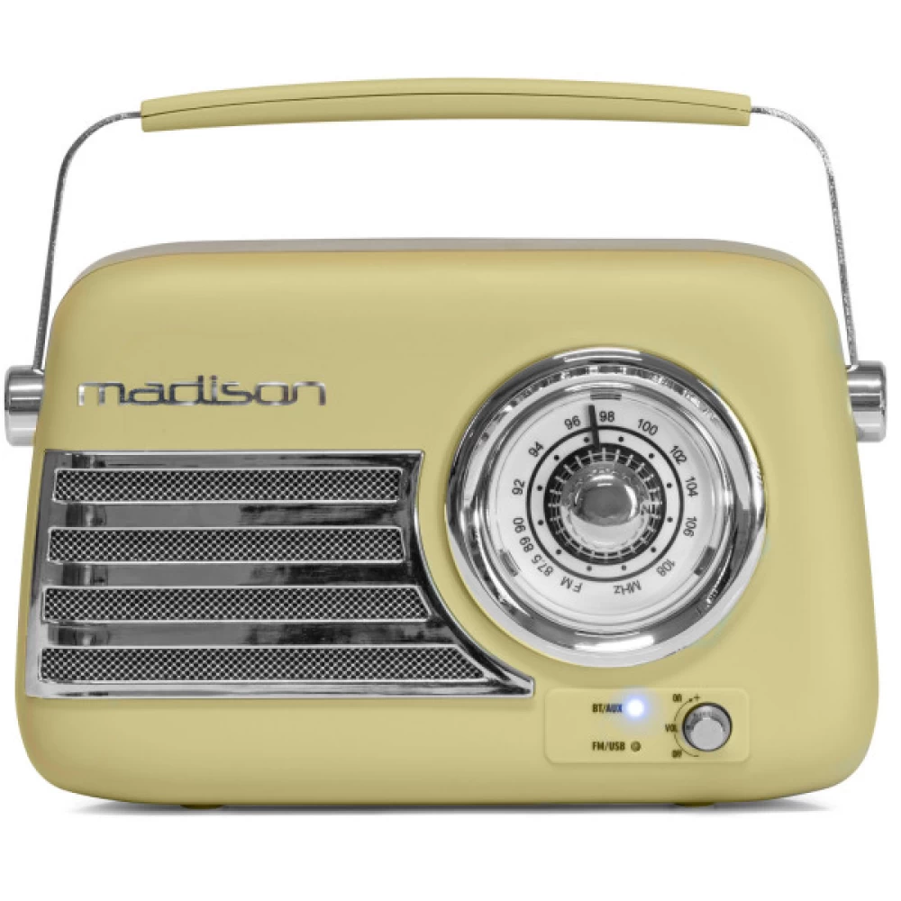  Φορητό Vintage ραδιόφωνο Bluetooth,Usb λαδί-πράσινο ματ Madison FREESOUND-VR40GR MAT
