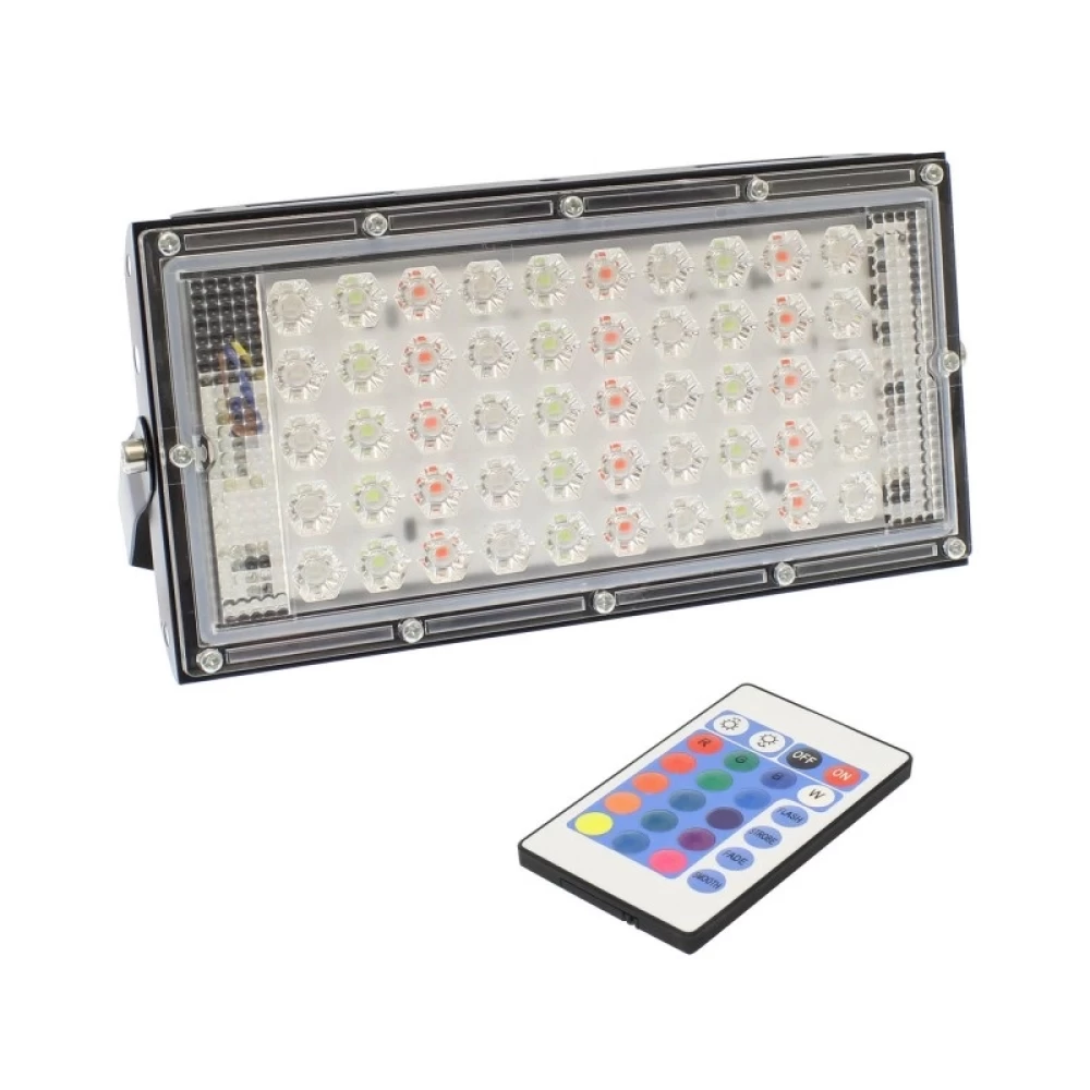 Αδιάβροχος Προβολέας RGB  LED  50W με Τηλεχειριστήριο – IP66 220V