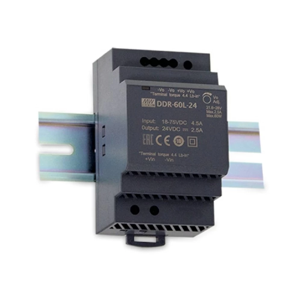 Converter DC/DC ράγας 60W/9-36V/12V/5A DDR-60G-12 MEAN WELL