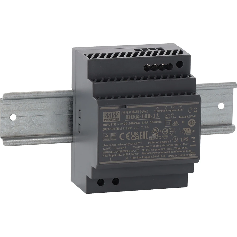 Τροφοδοτικό ράγας 12V 85.2W/7.1A MEANWELL HDR-100-12 