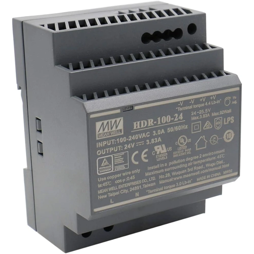 Τροφοδοτικό ράγας  24V 92W/3.83A MEANWELL HDR-100-24 