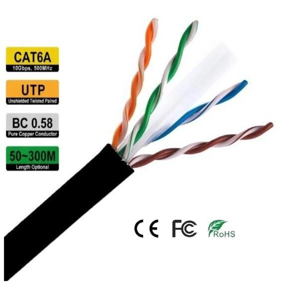 Καλώδιο UTP CAT6 CCA/PVC/PET Μαύρο   ANGA ST-L04 (305m) 
