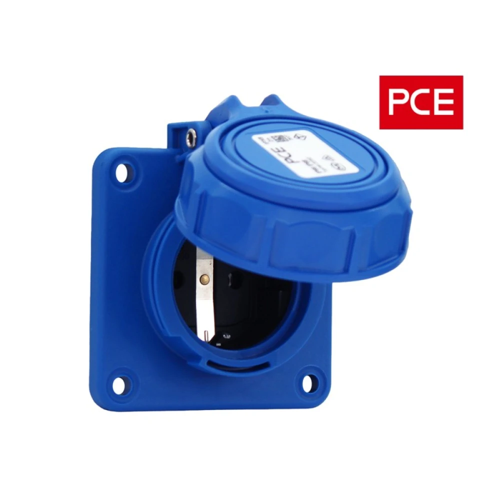 Πρίζα πίνακα σούκο 3P 16A 75x75mm με φλάτζα IP68 μπλέ 20352-8b PCE