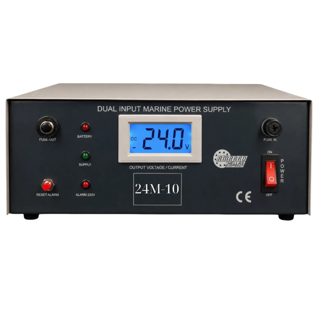 Σταθεροποιημένο τροφοδοτικό marine 2 εισόδων (dual input) 10A με Buzzer-Alarm 24M-10 