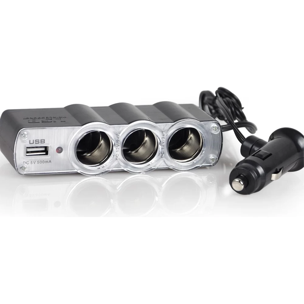 Πολύπριζο Αναπτήρα Αυτοκινήτου 1:3 & USB  WF-0120
